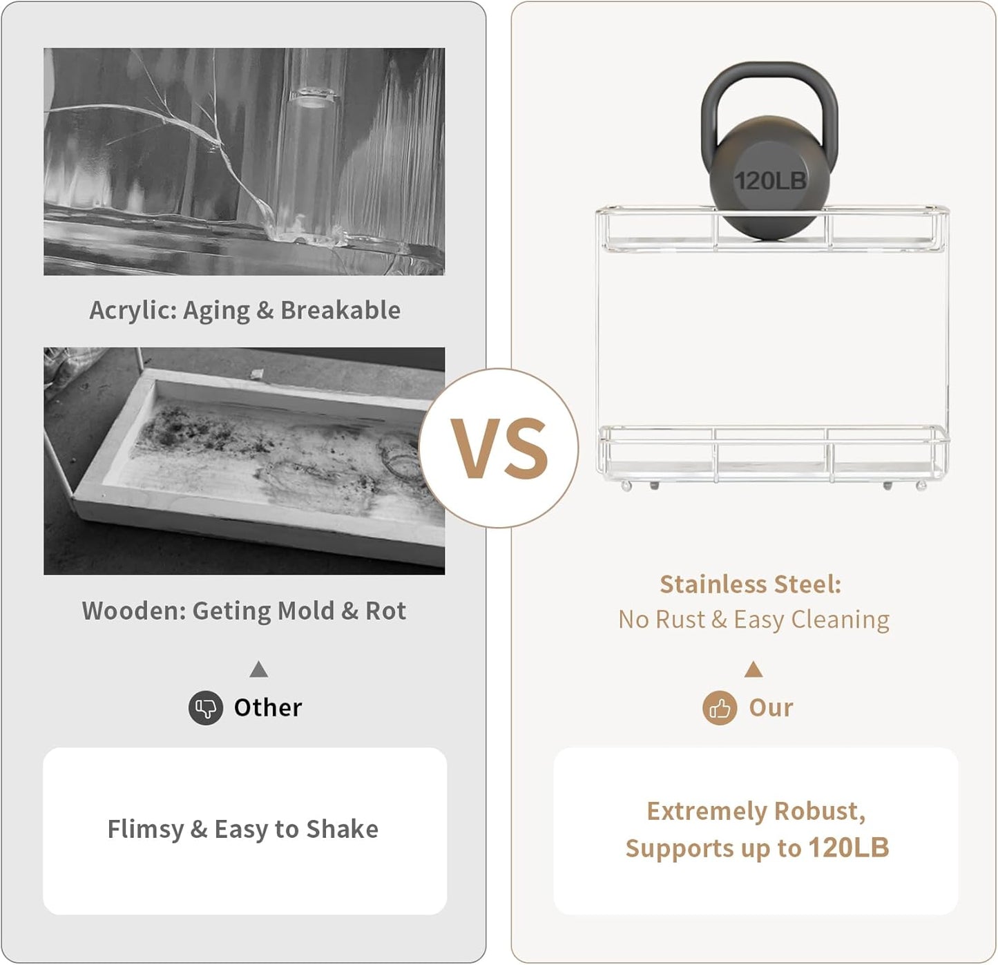 Bathroom Organizer Countertop Perfume Organizer Makeup Organizer Cosmetics Storage Display Rack Vanity Tray Dresser Stainless Steel Gold Shelf White Marble Ceramic Tray