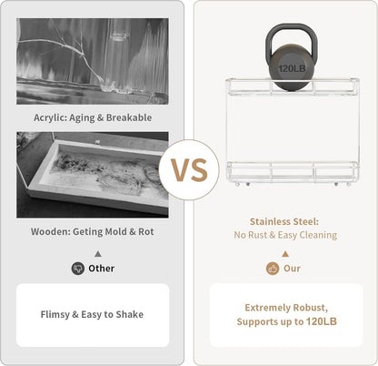 Bathroom Organizer Countertop Perfume Organizer Makeup Organizer Cosmetics Storage Display Rack Vanity Tray Dresser Stainless Steel Gold Shelf White Marble Ceramic Tray