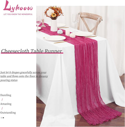 15 Packs Cheesecloth Table Runner Hot Pink,10 Ft Hot Pink Table Runner for Wedding, Rustic Gauze Boho Decoration for Wedding Party Bridal Shower,21.5x120in