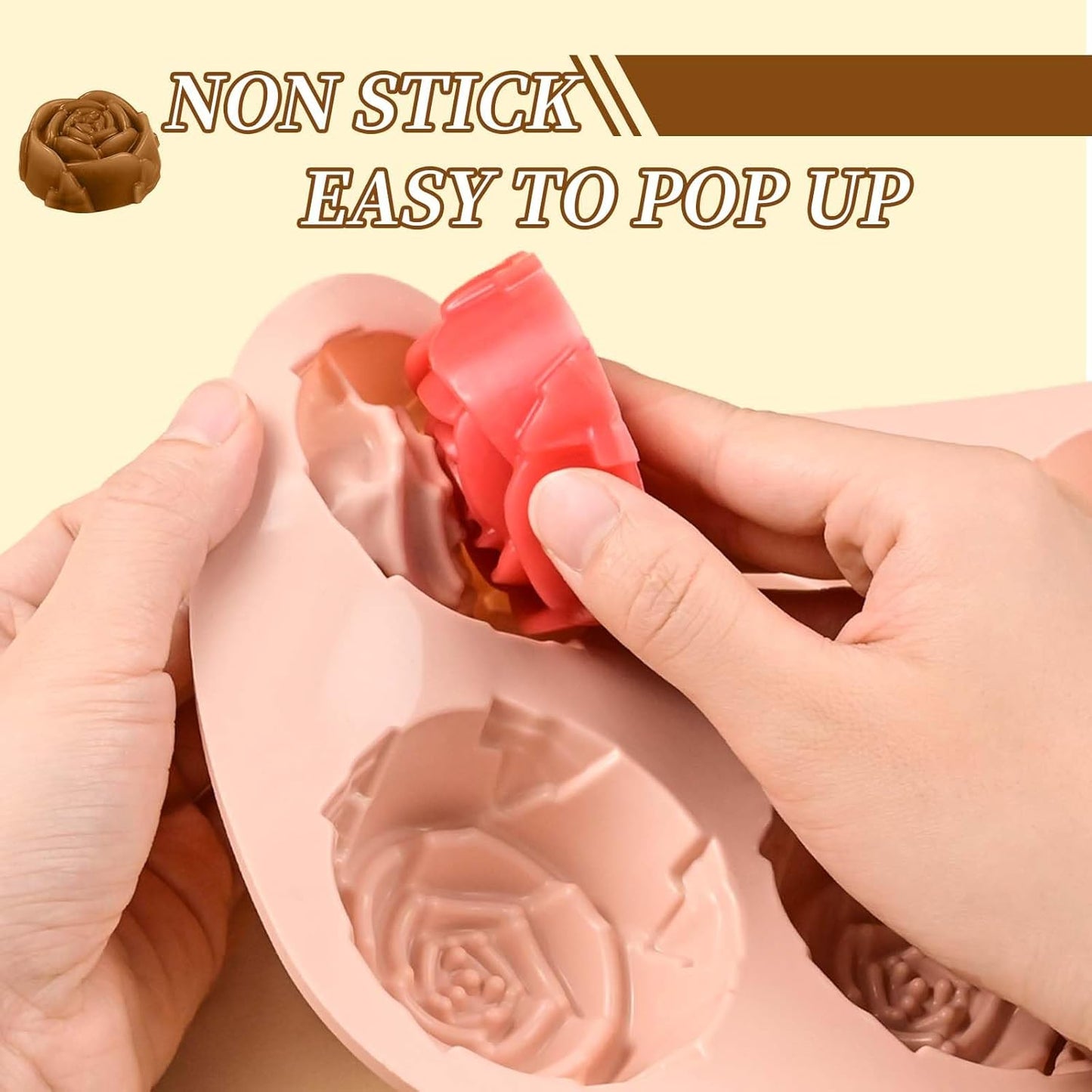 Rose Silicone Mold, 18 Cavity Large Rose Flower Silicone Mold for Handmade Soap Candle, Cake Chocolate Jelly Pudding Ice Cube