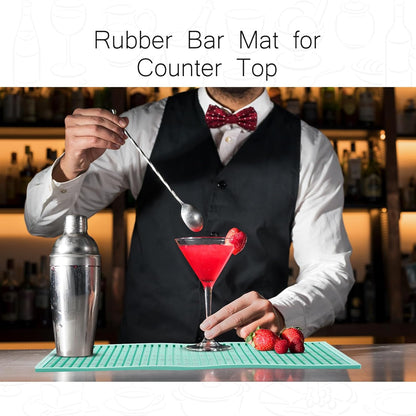 Tioncy 4 Pcs Bar Mat for Countertop 18x12 Inch Christmas Green Non Slip Rubber Mat for Sink, Essential Supplies Bartending Accessories for Christmas Home Kitchen, Restaurants, Coffee Bar Decoration