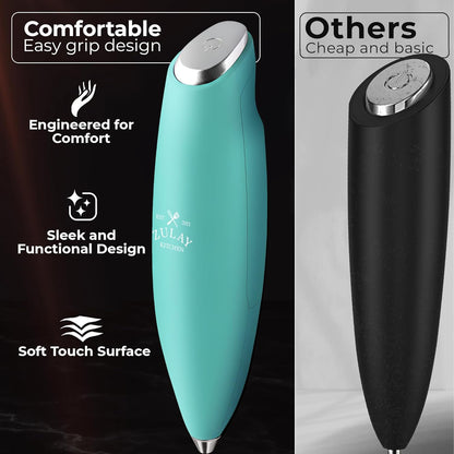 Zulay Kitchen Patented Tornado Triple Whisk Milk Frother with 4 Duracell Batteries – Handheld Foam Maker for Coffee, Lattes, Matcha & Hot Chocolate – Rich, Creamy Froth in Seconds