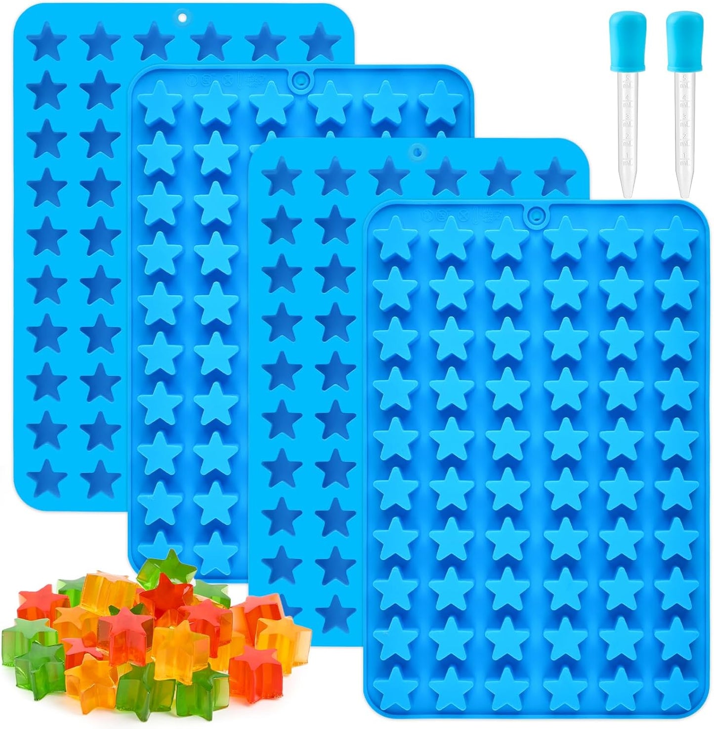 JOERSH Star Candy Molds Silicone Molds for Hard Candy, Gummy, Caramels, Chocolate, Ganache, Ice Cubes, 240 Cavity