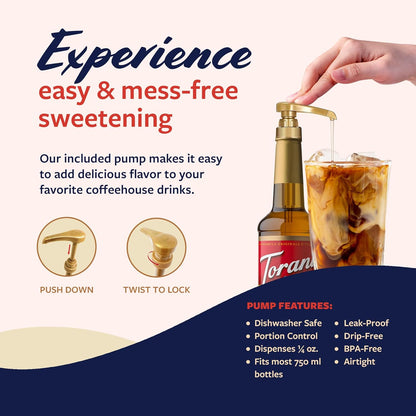 Torani Vanilla Bean Coffee Syrup for Drinks & Desserts, Pump Included, 25.4 Fl Oz