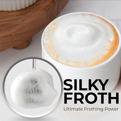 Zulay Kitchen Patented Tornado Triple Whisk Milk Frother with 4 Duracell Batteries – Handheld Foam Maker for Coffee, Lattes, Matcha & Hot Chocolate – Rich, Creamy Froth in Seconds