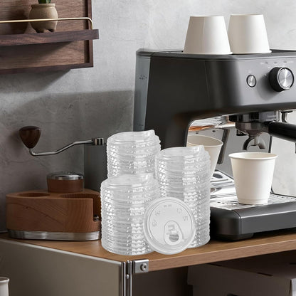 200 Count Sip Lids for Plastic Cups 98mm Strawless Clear Lids for Iced Coffee Beer Beverage Sipper Cups(White)