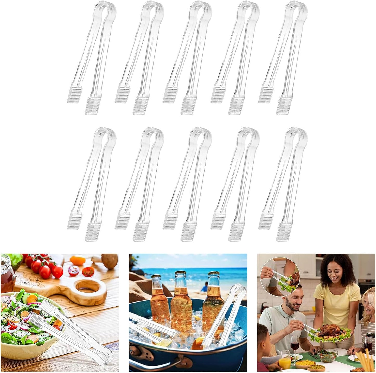 10Pcs Food Safe Ice Tongs for Beer Beverages Sugar Miniature Hygienic Kitchen Buffet Serving Tongs Barbecue Tool