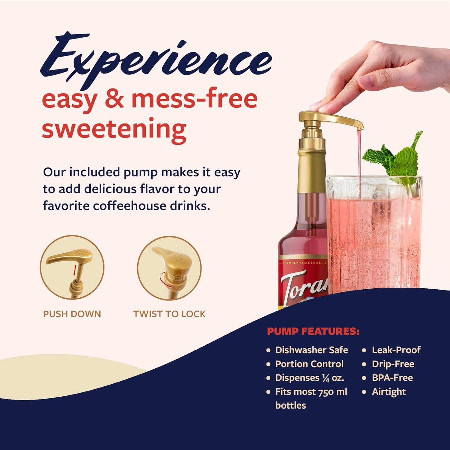 Torani Rose Syrup for Drinks, Flavoring for Tea, Lemonade, Sodas, and Cocktails, Glass Bottle with Pump Included, 25.4 Fl Oz