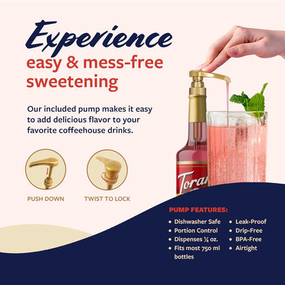 Torani Rose Syrup for Drinks, Flavoring for Tea, Lemonade, Sodas, and Cocktails, Glass Bottle with Pump Included, 25.4 Fl Oz