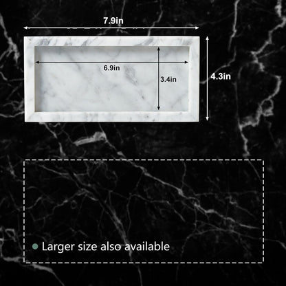 Natural Small Marble Vanity Tray, Luxury Stone Organizer for Bathroom & Kitchen | Holds Soap Dispenser, Jewelry, Perfume | Non-Resin, Non-Ceramic Décor