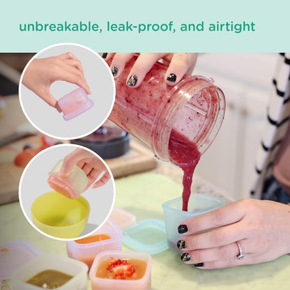 Olababy Clear Sense Silicone Storage Containers 4pk for Baby Food, Snacks, Formula, Puree, Sauce & More | Micro Plastic & BPA-Free | Daycare Essentials for Toddlers and Kids (Kiwi, 2 oz / 60 ml)