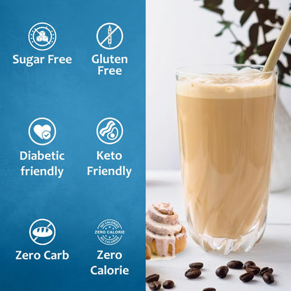 Syruvia Sugar Free Coffee Syrup, Cinnamon Bun Flavored Syrup for Drinks, Lattes, and Desserts – 25.4 fl oz