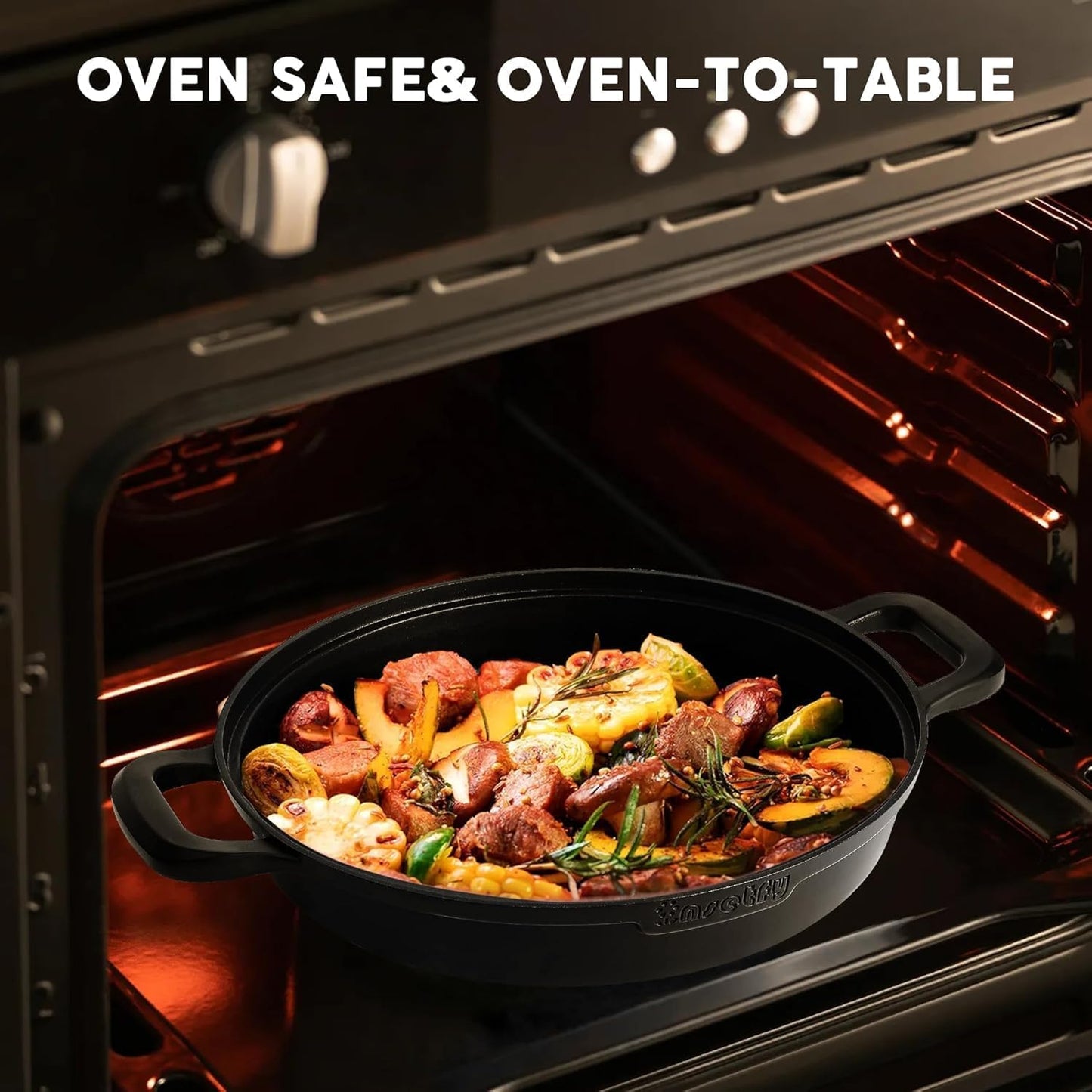 Non-Stick Frying Pan/Skillet 11", 3QT Tagine Pan,Cast Aluminum Pans with Lid, Stove/Oven-to-Table Cookware, Dishwasher Safe& Compatible with All Stovetops（Black Red）