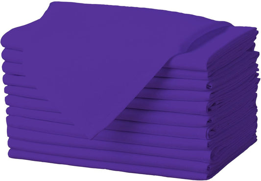 Gee Di Moda Cloth Napkins - 17 x 17 Inch Purple Dinner Napkins - Set of 12 Soft & Absorbent Washable Fabric Cloth Table Napkins with Hemmed Edges for Hotel Restaurant, Holiday Parties & Wedding