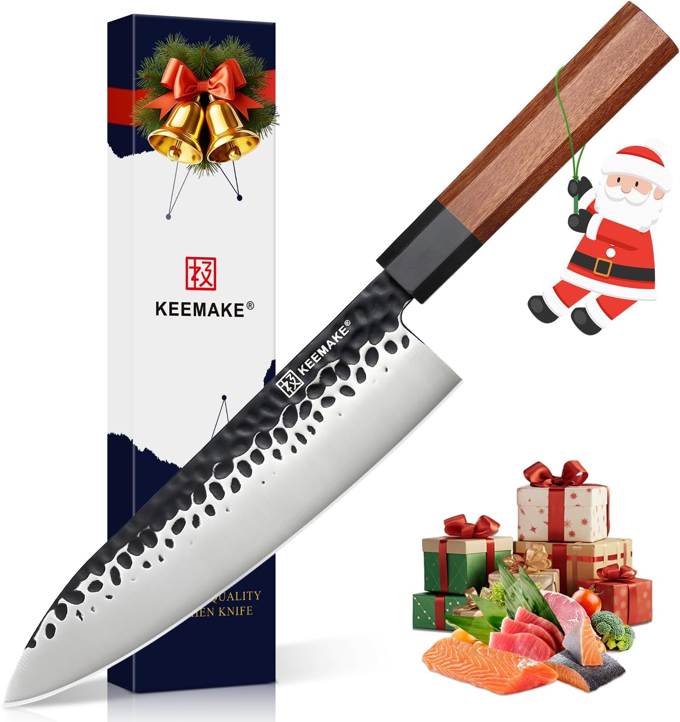 KEEMAKE Japanese Gyuto Chef Knife - 8 inch Professional Kitchen Knife with 440C High Carbon Steel Blade, Sharp Cutting Knives Rosewood Handle for Home Cooking and Restaurant