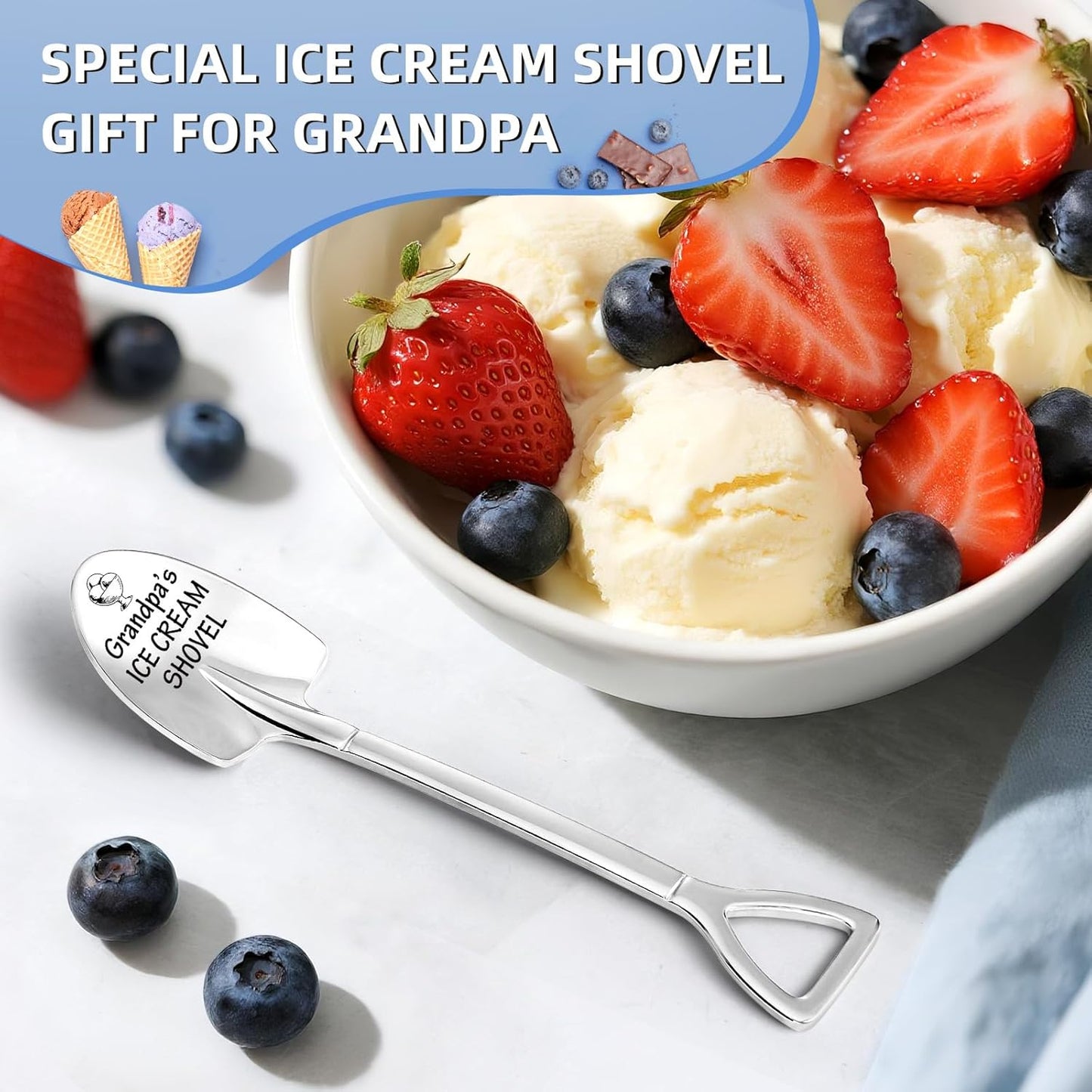 Christmas Unique Gifts for Grandpa from Grandkids - Funny Ice Cream Scoop Shovel Gifts for Grandfather, Pops, Daddy, Bonus Dad - Cute Christmas Stocking Stuffers for Grandpa's, Birthday Presents