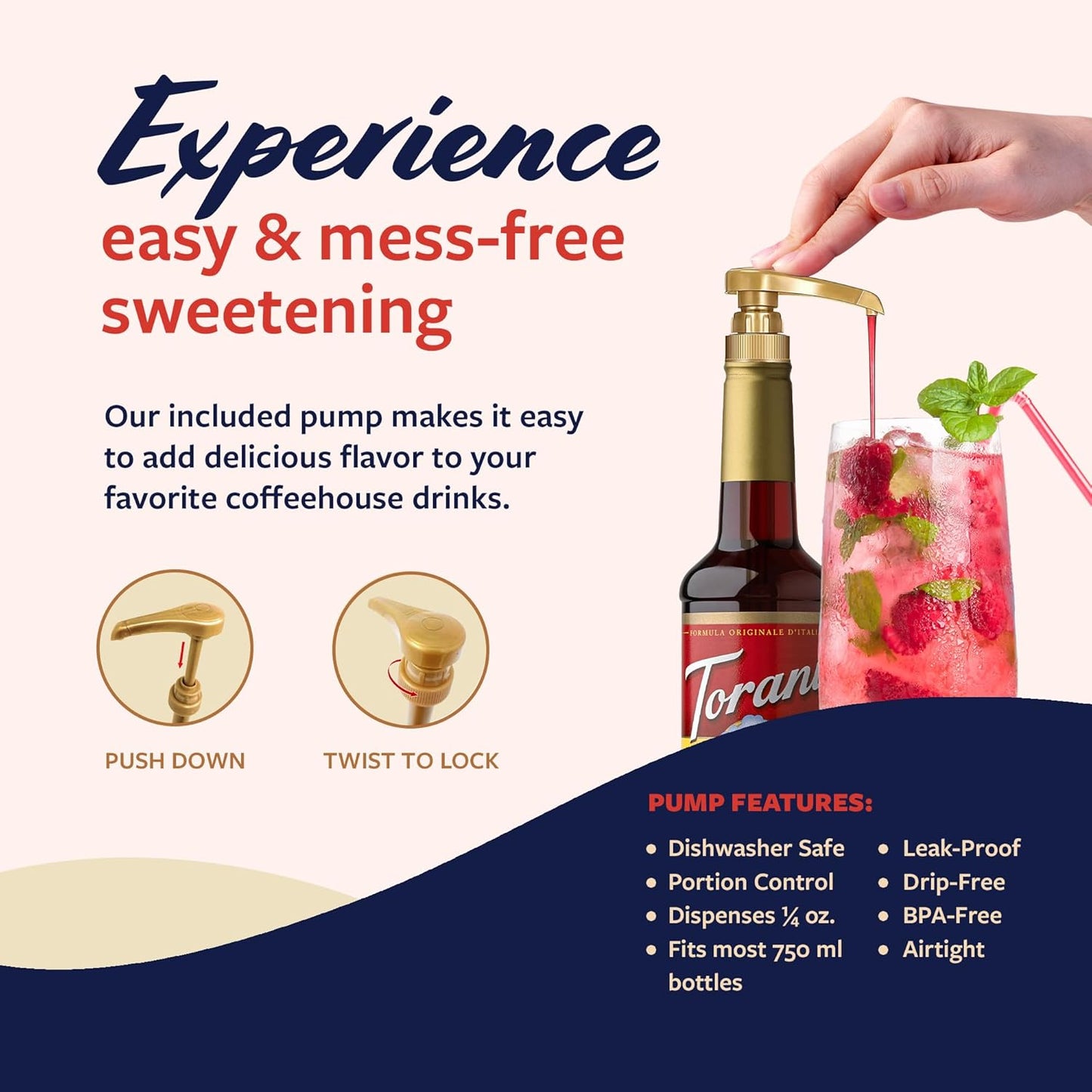 Torani Cherry Syrup for Drinks, Flavoring for Iced Tea, Lemonade, and Sodas, Pump Included, 25.4 Oz