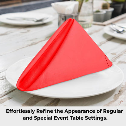 Urban Villa Cloth Napkins Set of 12 20"x20" 100% Cotton Hemstitch Napkins Cloth Washable Durable Reusable Absorbent Table Dinner Napkins Cloth for Christmas Hotel Lunch Restaurant Weddings Parties–Red