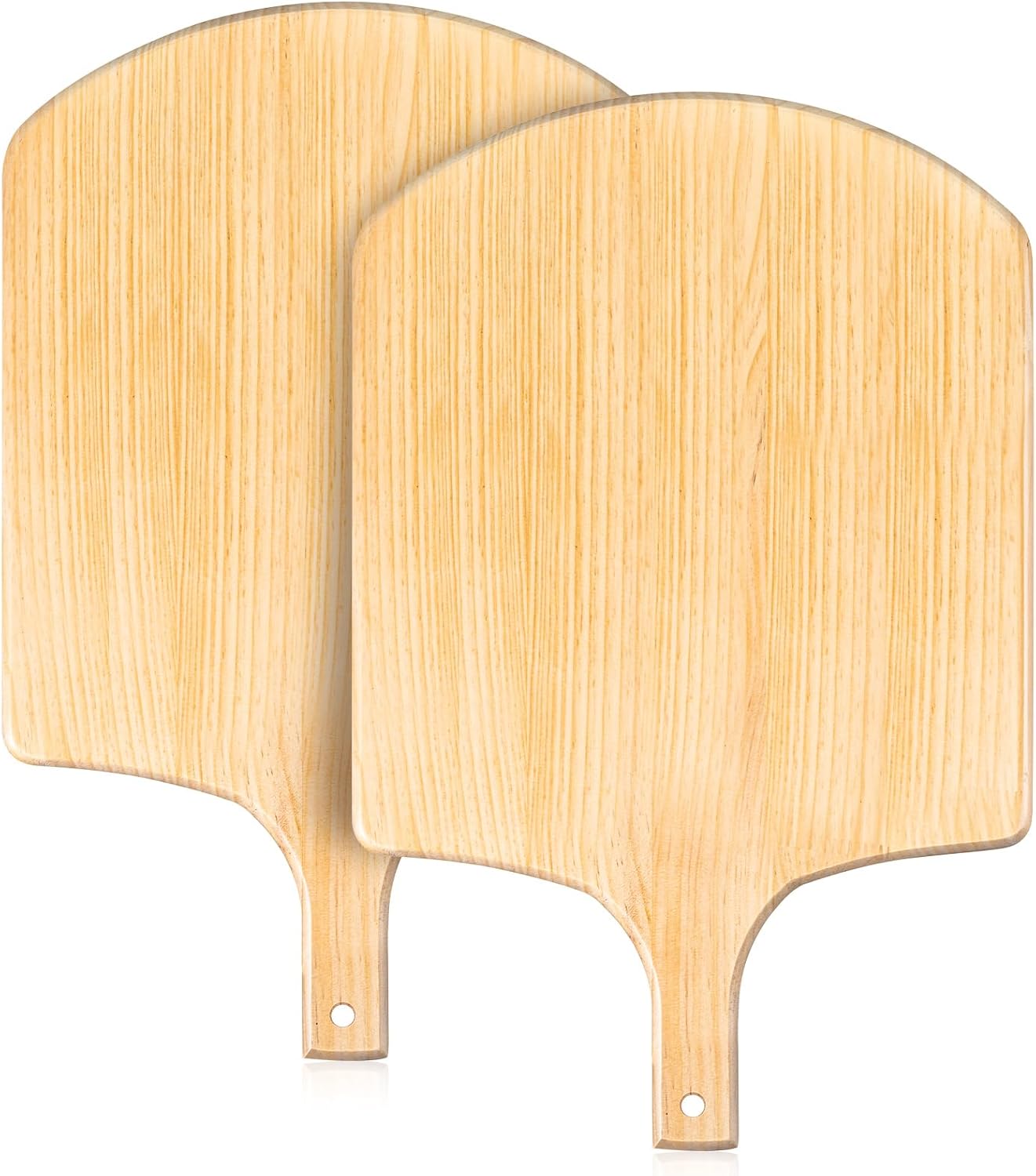Bokon 2 Pack Wooden Pizza Peel, 14 x 12 Inch Large Pizza Paddle Set with 4 Inch Wooden Handle for Oven, Stone, Pan or Grill, Spatula for Baking Bread and Cake - Indoor & Outdoor