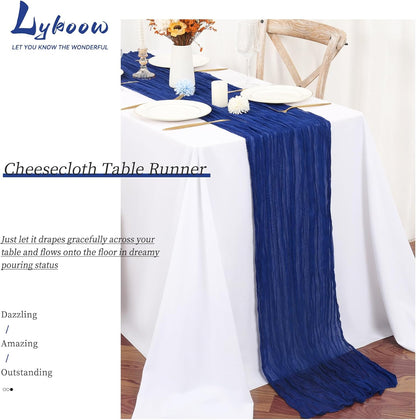 15 Packs Cheesecloth Table Runner Royal Blue,10 Ft Blue Rustic Gauze Boho Wedding Table Runner Decoration, Wedding Table Decor for Wedding Party Bridal Shower Table,21.5x120in