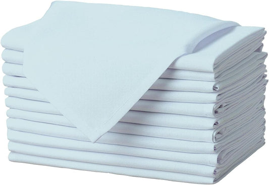 Gee Di Moda Cloth Napkins - 17 x 17 Inch Baby Blue Dinner Napkins - Set of 12 Soft & Absorbent Washable Fabric Cloth Table Napkins with Hemmed Edges for Hotel Restaurant, Holiday Parties & Wedding