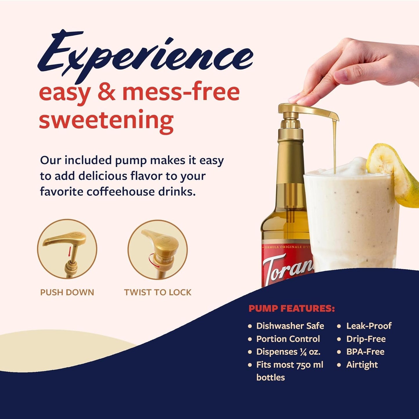 Torani Crème de Banana Syrup for Drinks & Desserts, Pump Included, 25.4 Fl Oz