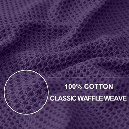 Homaxy 100% Cotton Waffle Weave Kitchen Dish Towels, Ultra Soft Absorbent Quick Drying Cleaning Towel, 13 x 28 Inches, 8-Pack, Eggplant