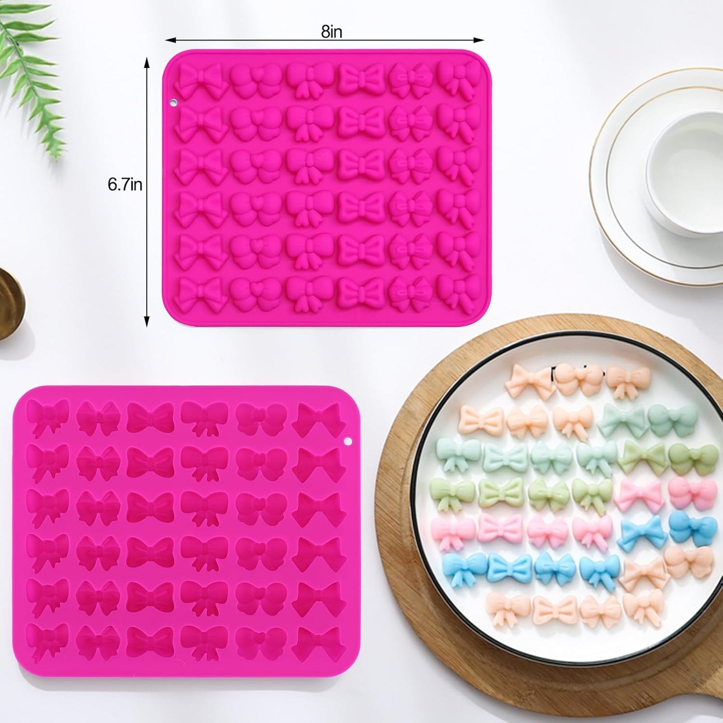 Bow Chocolate Silicone Molds, 2 Pack 72 Cavities Mini Bows Sugar Candy Molds Bowknot Cake Pop Mold DIY Cupcake Toppers Cake Decorating for Birthday Wedding Party