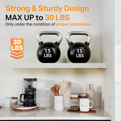 BAYKA White Floating Shelves for Wall, 36 inches Wall Mounted Rustic Wood Shelves for Bathroom, Bedroom, Living Room, for Book/Storage/Decor（Set of 3）