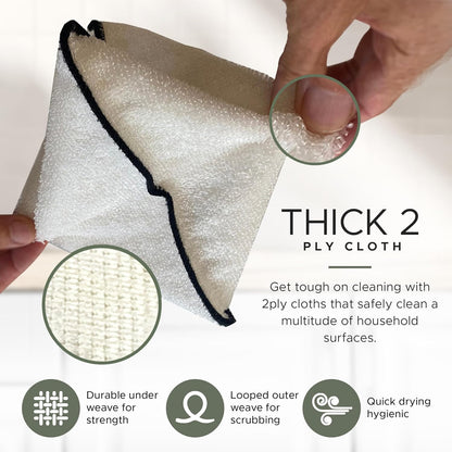 Whiffkitch Dishcloths Dishrags for Kitchen and Household Cleaning 6x7 6-Pack Non-Scratch 2-Ply Weave, Rayon Derived from Bamboo, Absorbent, Washable, Long-Lasting