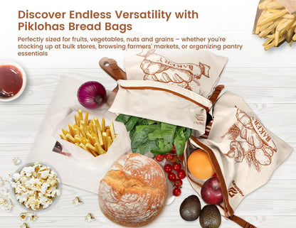 Sourdough Bread Bags, 2 Sets Detachable Bread Storage for Homemade Sourdough, Reusable Linen Food Storage with Lining & Triple Lock for Fresh Keeping, BPA Free, Christmas Baking Gifts