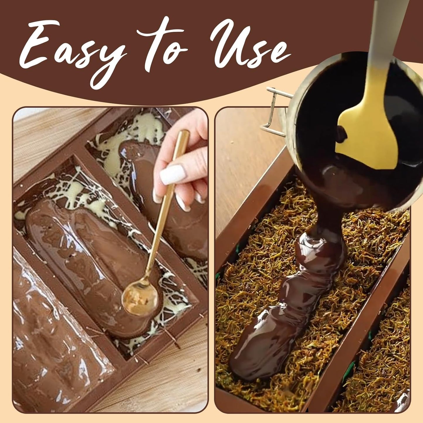 HKNMTT Chocolate Bar Mold Silicone, Large Stuffed Dubai Pistachio Deep Bar Moulds Kit 0.85 Inch Thick Big, Ideal for Homemade Making Candy Bar Bpa Free DIY Diamond Grid