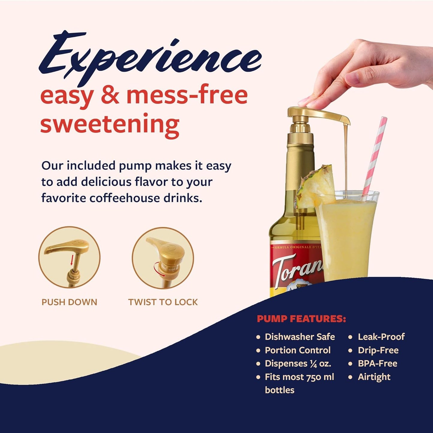 Torani Pineapple Syrup for Drinks, Flavoring for Iced Tea, Lemonade, Sodas, and Cocktails, Pump Included, 25.4 Fl Oz