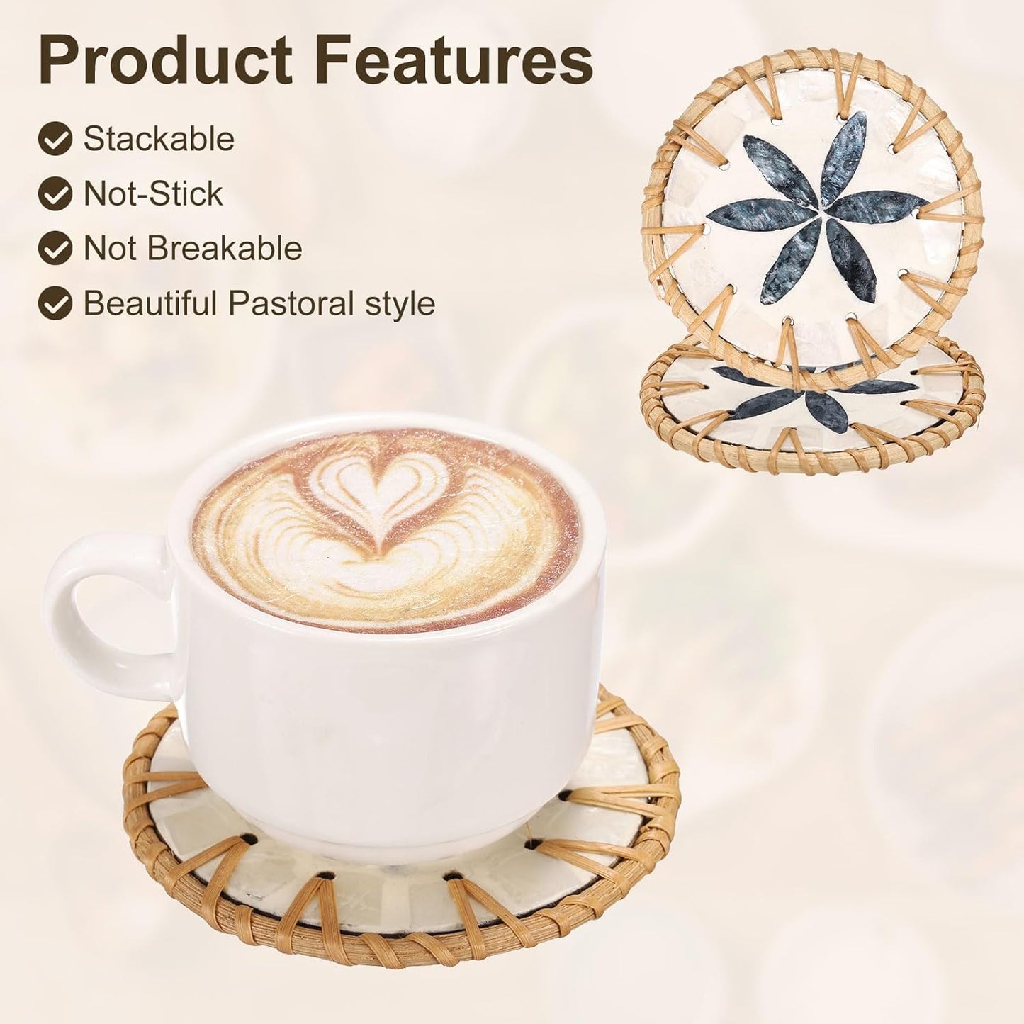 uxcell 2Pcs Handmade Woven Rattan Coasters, Heat-Resistant Drink Coasters for Coffee Table Dining Room Kitchen Coffee Wine Decor, Deep Blue Petal