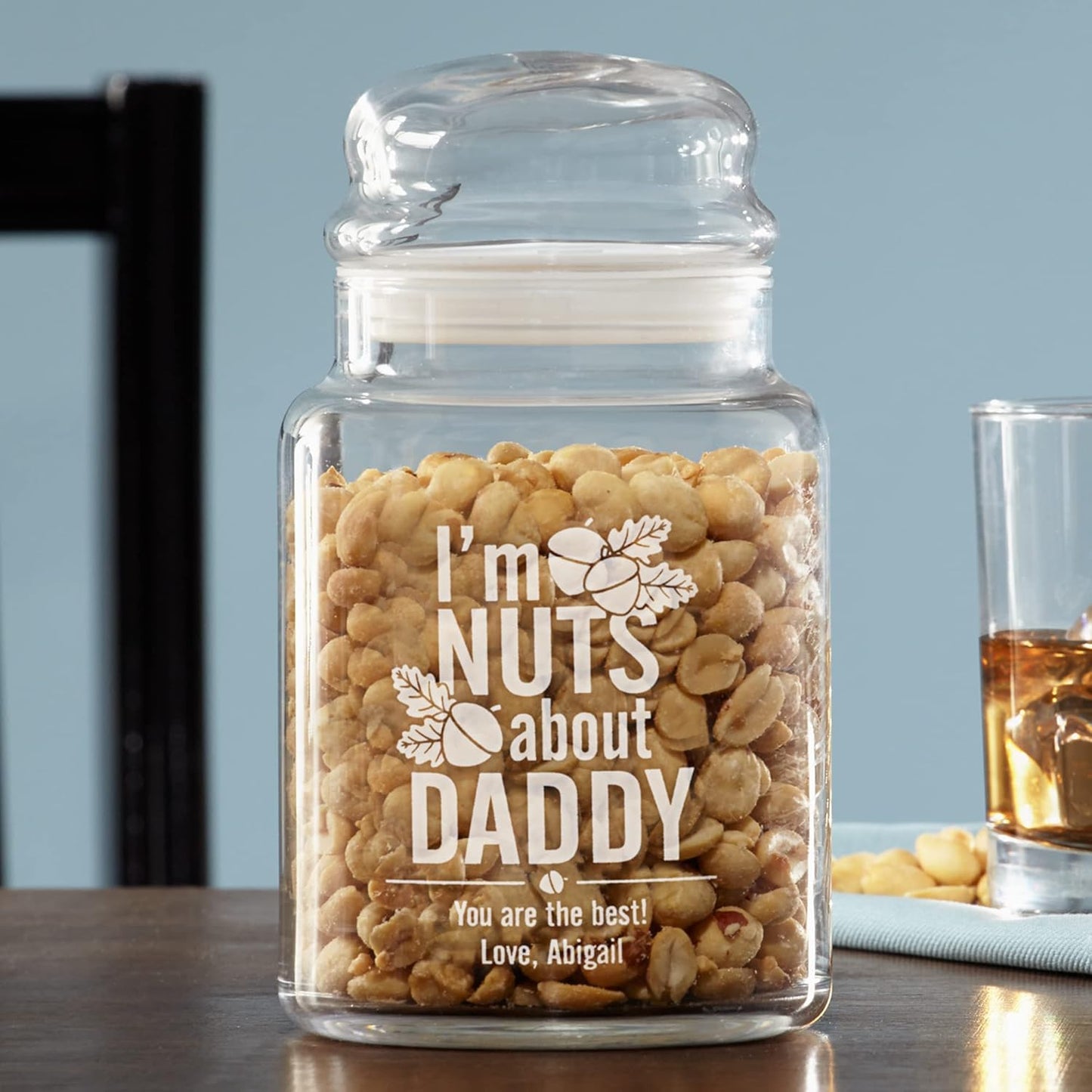 Let's Make Memories Personalized Going Nuts Treat Jar - Nuts About Daddy - For Him - I Version