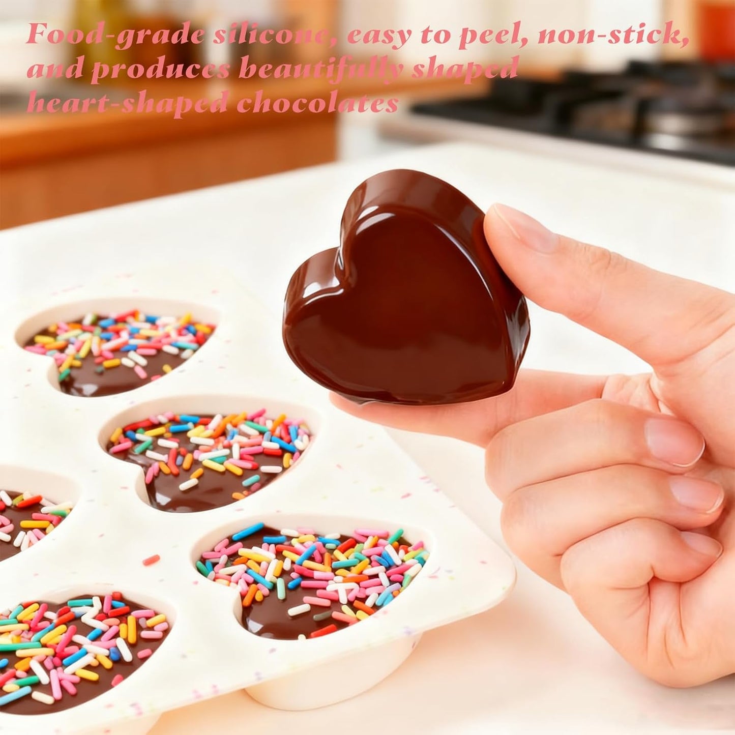 2 Inch Silicone Heart Muffin Pan,12-Cavity Heart Silicone Molds Small Hearts Shape Cake Pan Valentines Chocolate Molds for Baking,Candy, Cake, Soap