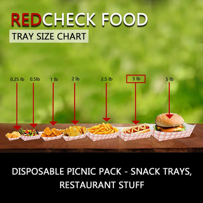 Angel's Peel Lounge Paper Food Trays — Red Check Paper Tray for Fries, Loaded Nachos, Hot Dog, and Snacks, Heavy-Duty Disposable Boats for Events, Food Courts, and Concession Stands, 3lb, 100-PACK
