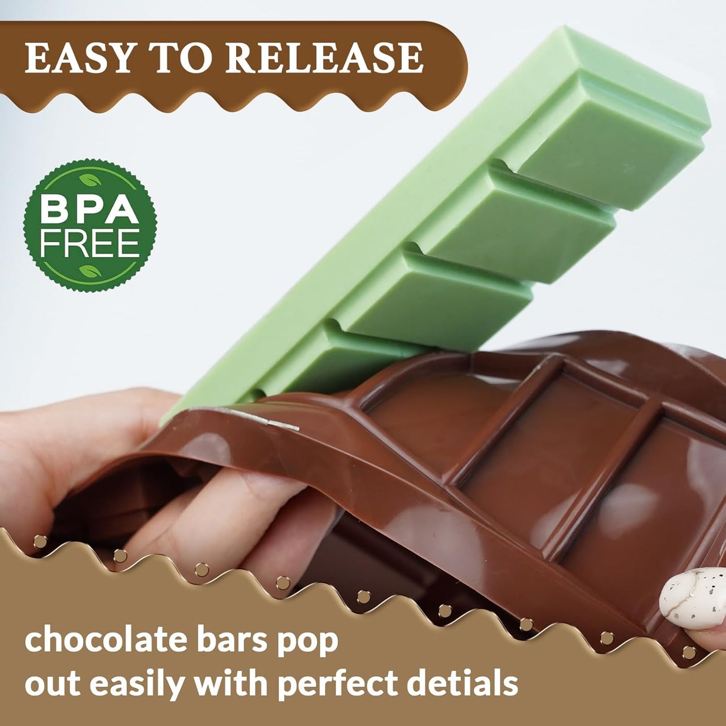 HKNMTT Chocolate Bar Molds Silicone Snap Deep Moulds for Filling Dubai Wax Candy Energy Protein Bars, Food Grade Non stick Home DIY Handmade Gifts