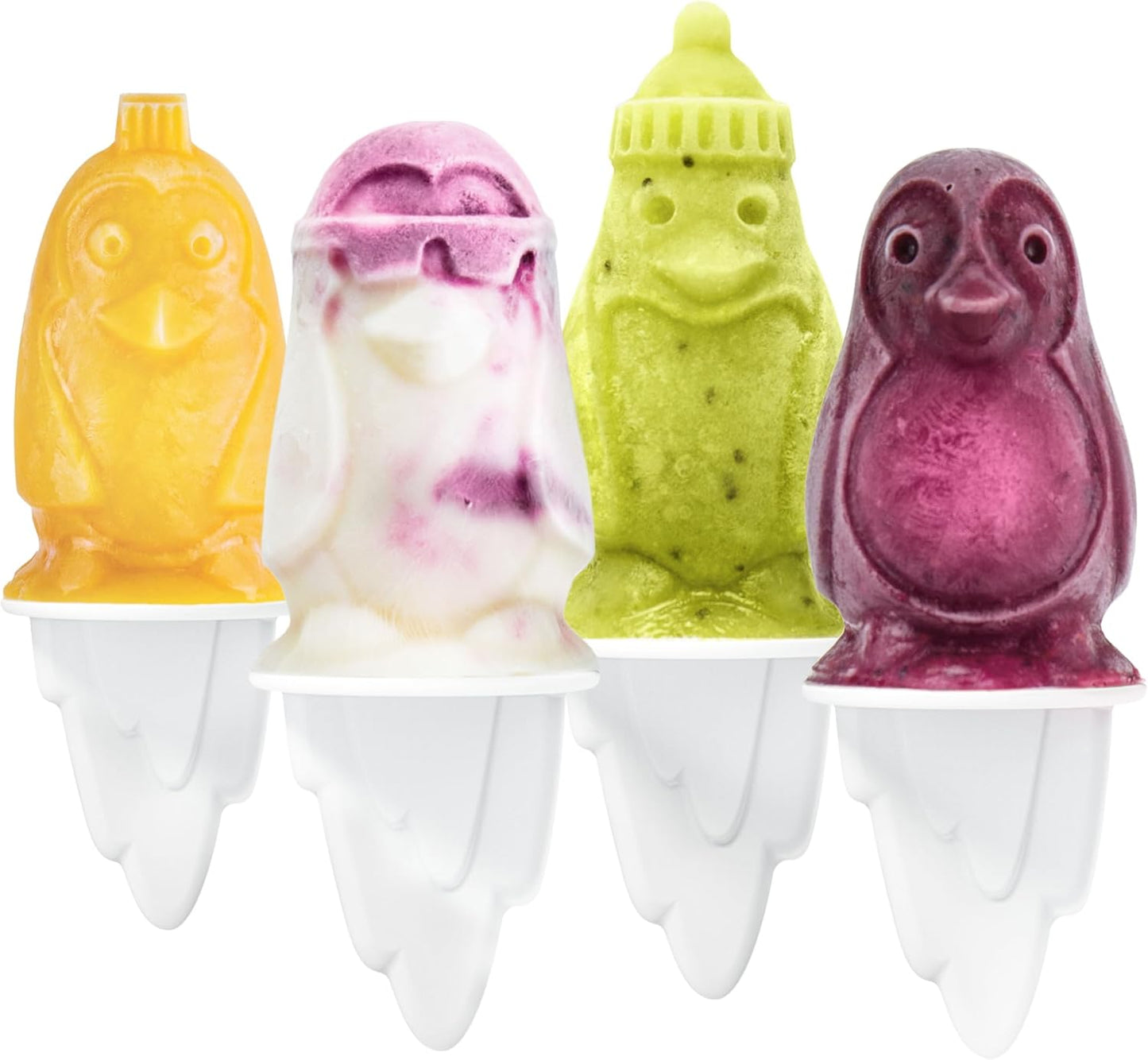 Tovolo Silicone Popsicle Molds with Sticks (Penguin) - Ice Pop Molds with 4 Cavities for Homemade Flavored Ice Pops & Frozen Snacks - Popsicle Maker with Drip-Guards, Dishwasher Safe & BPA-Free