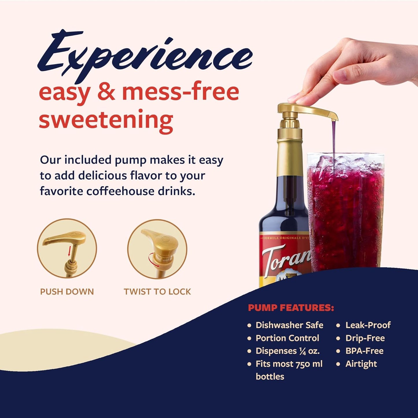 Torani Grape Syrup for Drinks, Flavoring for Iced Tea, Lemonade, Sodas, and Cocktails, Glass Bottle with Pump Included, 25.4 Fl Oz