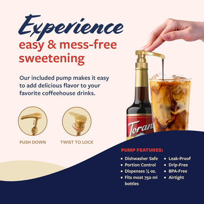 Torani Coffee Syrup, Maple Flavoring for Drinks, Glass Bottle with Pump Included, 25.4 Fl Oz