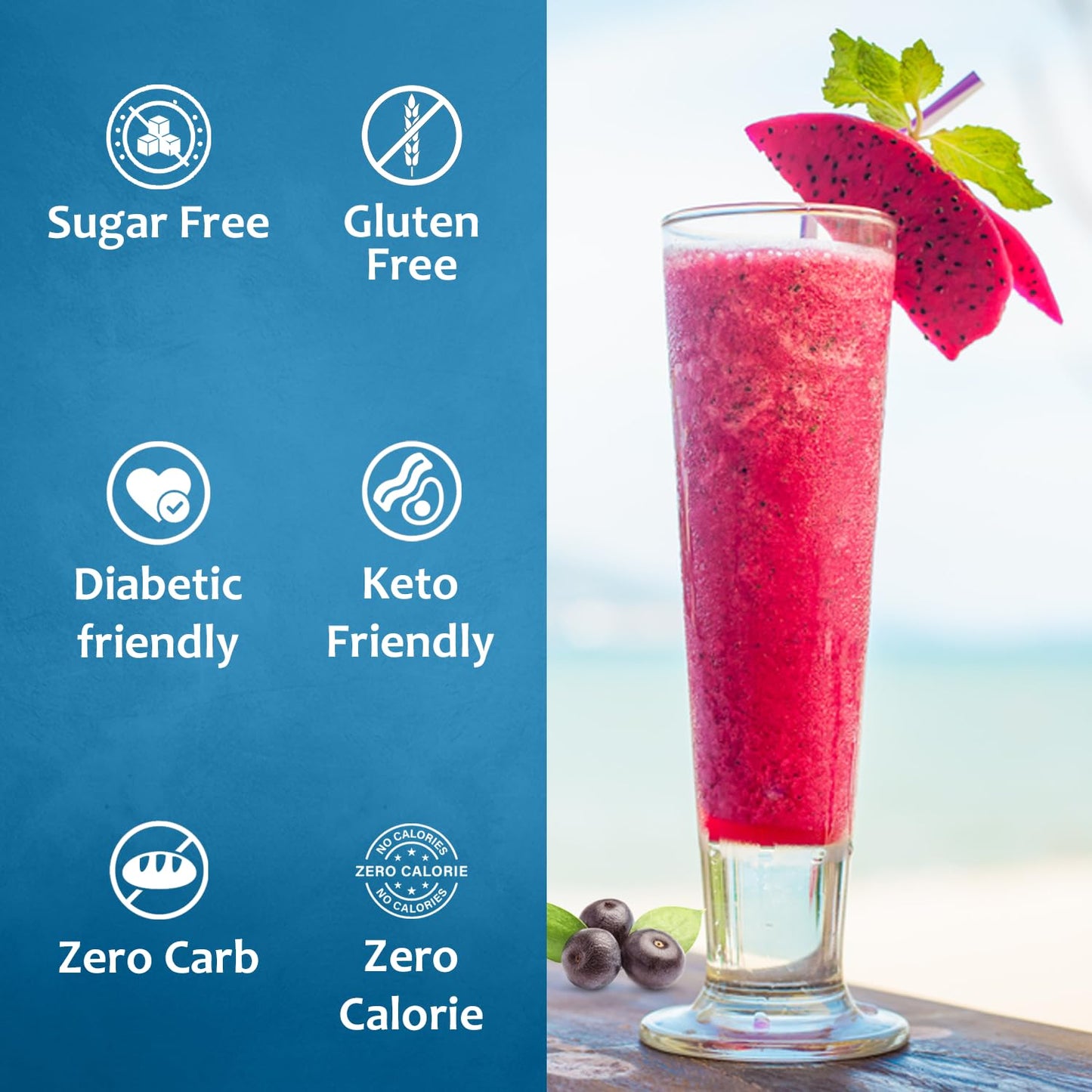 Syruvia Sugar-Free Dragon Fruit Acai Syrup, Flavored Syrup for Drinks, Cocktails, Lemonades, Iced Teas, and Desserts – 25.4 fl oz