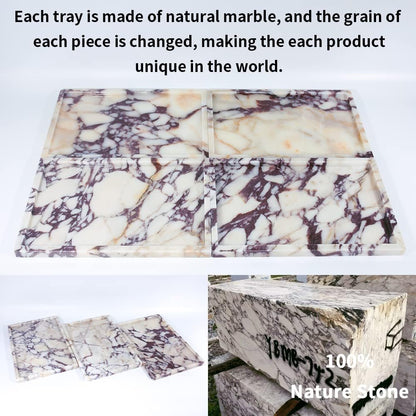 Real Luxurious Natural Marble Vanity Tray Genuine Marble/Stone Storage Tray for Home Decor Bathroom/Kitchen/Vanity/Dresser Non-Resin/Non-Ceramic
