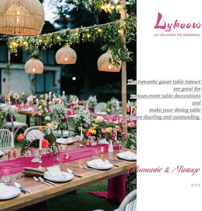 15 Packs Cheesecloth Table Runner Hot Pink,10 Ft Hot Pink Table Runner for Wedding, Rustic Gauze Boho Decoration for Wedding Party Bridal Shower,21.5x120in