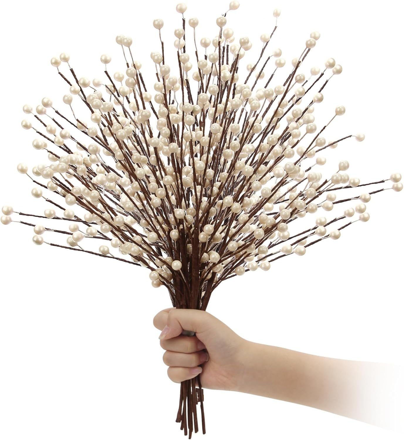 NBGV Winter Decorations 12Pcs Artificial Berry Stems White Berry Picks for Christmas Holiday Flower Arrangements Home Centerpieces DIY Ornaments