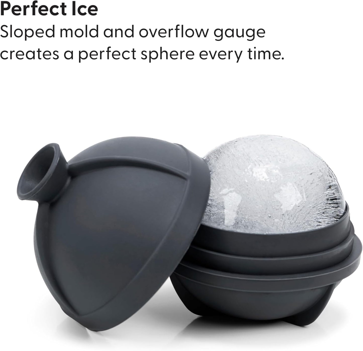 W&P Peak Silicone Single Sphere Ice Mold w/ Cover | Charcoal | Easy to Remove | Round Cocktail Whiskey Drink Ice Maker | Food Grade Premium Silicone | Dishwasher Safe, BPA Free