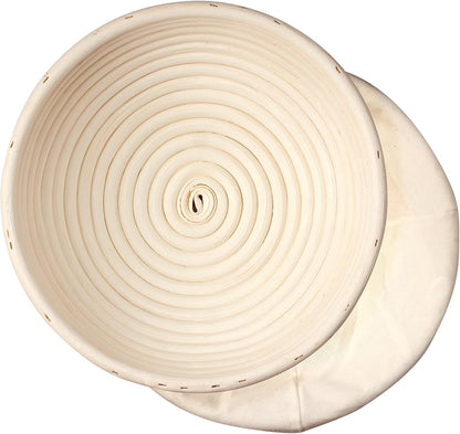 Banneton Bread Proofing Basket Set of 2, Rattan Proofing Baskets for Sourdough Bread | Banneton Bowls with Linen Liners | Natural Rattan Dough Rising Baskets for Artisan Homemade Bread Baking