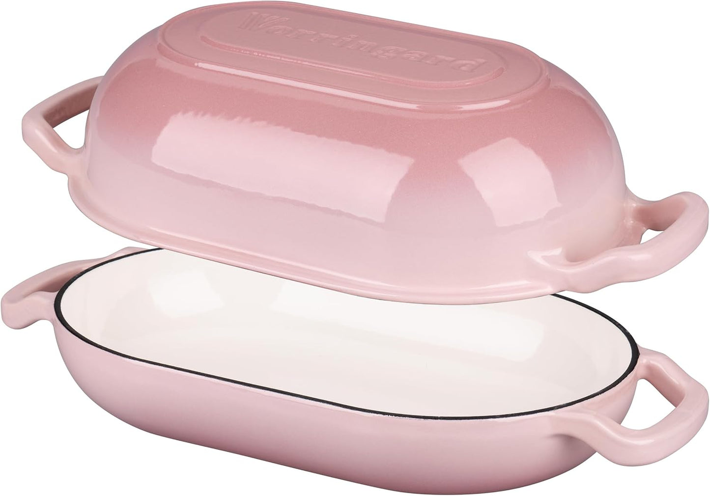 Enameled Cast Iron Sourdough Bread Oven, Dutch Oven, Loaf Cast Iron Bread Pan for Homemade Bread Baking, Meatloaf Pan with Lid, 5QT, Pink