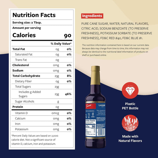 Torani Coffee Syrup, Lavender Flavored Syrup for Drinks, Pump Included, 25.4 Fl Oz