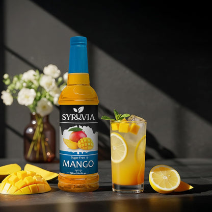Syruvia Sugar-Free Mango Syrup, Flavored Syrup for Drinks, Cocktails, Lemonades, Iced Teas, and Desserts – 25.4 fl oz
